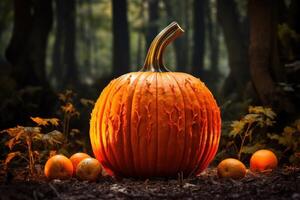 AI generated Whimsical autumn halloween pumpkin. Generate Ai photo