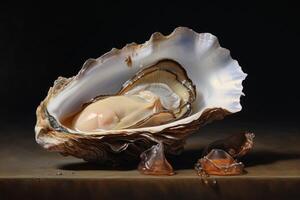 AI generated Maritime Oyster open shell. Generate Ai photo