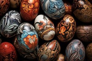 AI generated Intricate Painted eggs floral. Generate Ai photo