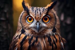 AI generated Majestic Owl portrait bird. Generate Ai photo