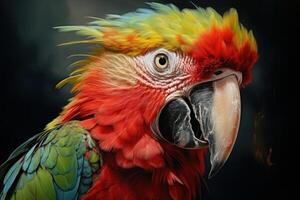 AI generated Vibrant Parrot exotic portrait. Generate Ai photo