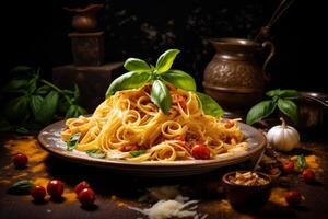 ai generado sabroso italiano pasta plato. generar ai foto