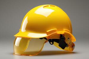 AI generated Reliable Worker with yellow helmet hat. Generate Ai photo