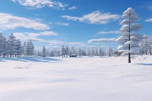 AI generated Serene Panoramic winter park snow landscape. Generate Ai photo