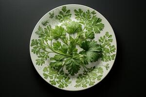 AI generated Verdant Fresh parsley plate. Generate ai photo