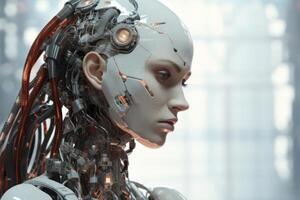 AI generated Mechanical Cyborg character. Generate Ai photo