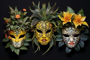 ai generado exótico pintado máscara plantas. generar ai foto