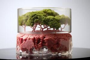 AI generated Sustainable Petri dish with cultured meat. Generate ai photo