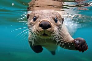 AI generated Playful Otter cute underwater. Generate Ai photo