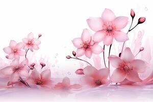 AI generated Delicate Pink flowers transparent. Generate Ai photo