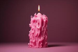 AI generated Melting Pink burning candle. Generate Ai photo