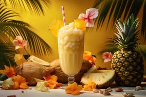 ai generado refrescante piña colada cóctel verano. generar ai foto