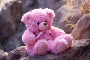 AI generated Soft Pink bear toy fluffy. Generate Ai photo