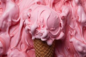 AI generated Chilling Pink ice cream. Generate Ai photo