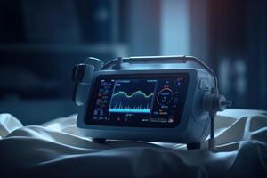 AI generated Innovative Patient connected monitoring device care. Generate Ai photo