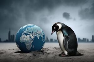 AI generated Intriguing Penguin background. Generate Ai photo