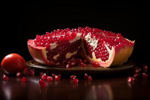 AI generated Juicy Pomegranate slice. Generate Ai photo