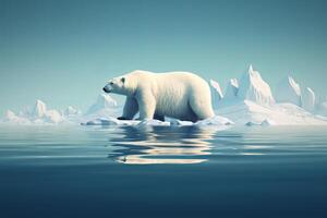 AI generated Cold Polar bear on iceberg. Generate Ai photo