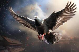 AI generated Graceful Pigeon flying. Generate Ai photo