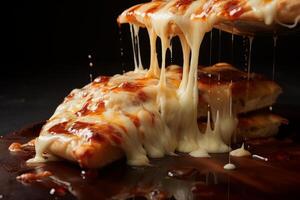 AI generated Savory Hot pizza melted cheese. Generate Ai photo