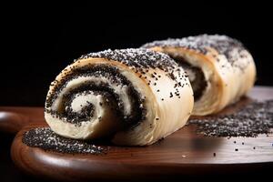 AI generated Nutritious Poppy seed roll. Generate Ai photo