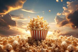 AI generated Captivating Popcorn snack sky nature. Generate Ai photo