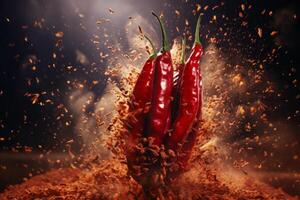 AI generated Tantalizing Chilli explosion. Generate Ai photo