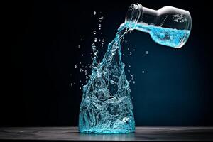 AI generated Hygienic Clean pouring water bottle. Generate Ai photo