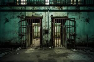 AI generated Forbidding Prison doors. Generate Ai photo