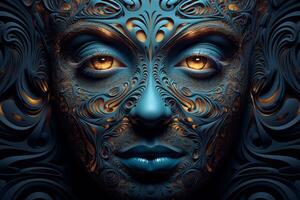 ai generado complejo fractal rostro. generar ai foto