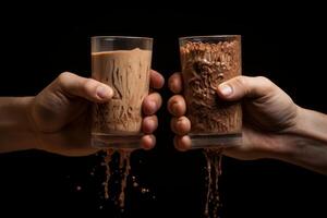 AI generated Revitalizing Protein hands drink. Generate Ai photo