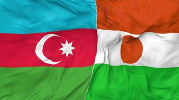Azerbaijan and Niger Flags Together Seamless Looping Background, Looped Bump Texture Cloth Waving Slow Motion, 3D Rendering video