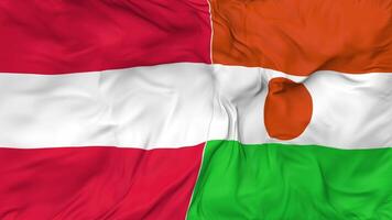 Österreich und Niger Flaggen zusammen nahtlos Schleifen Hintergrund, geloopt stoßen Textur Stoff winken schleppend Bewegung, 3d Rendern video