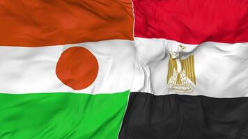 Egypt and Niger Flags Together Seamless Looping Background, Looped Bump Texture Cloth Waving Slow Motion, 3D Rendering video