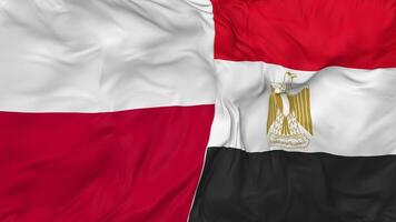 Egypt and Poland Flags Together Seamless Looping Background, Looped Bump Texture Cloth Waving Slow Motion, 3D Rendering video