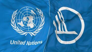 Nordic Council and United Nations, UN Flags Together Seamless Looping Background, Looped Bump Texture Cloth Waving Slow Motion, 3D Rendering video