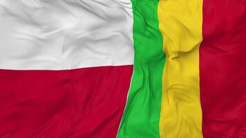 Mali and Poland Flags Together Seamless Looping Background, Looped Bump Texture Cloth Waving Slow Motion, 3D Rendering video