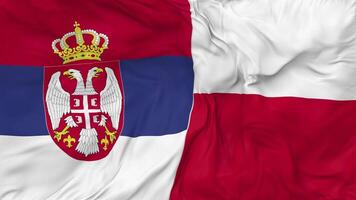 Serbia and Poland Flags Together Seamless Looping Background, Looped Bump Texture Cloth Waving Slow Motion, 3D Rendering video