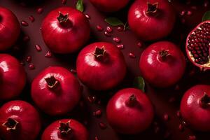 AI generated Vibrant Pomegranate red ripe background. Generate Ai photo