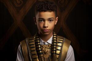 AI generated Majestic Portrait of young tutankhamun. Generate Ai photo