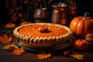 AI generated Sweet Cooking pumpkin pie. Generate Ai photo