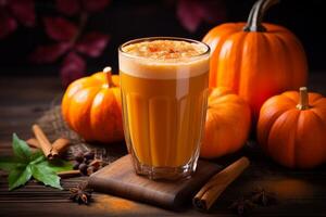 AI generated Nutritious Pumpkin healthy drink glass. Generate Ai photo