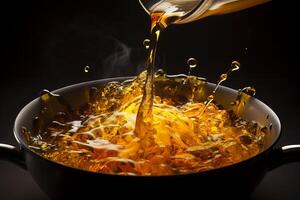 AI generated Rapid Pouring oil frying food. Generate Ai photo