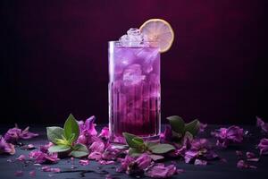 AI generated Vibrant Purple cocktail summer. Generate Ai photo