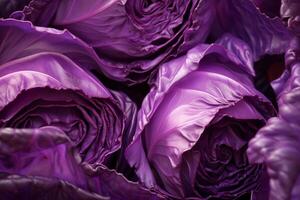 AI generated Textured Red cabbage closeup. Generate AI photo