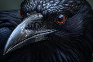AI generated Mysterious Raven closeup cute. Generate Ai photo