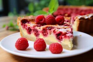 AI generated Sweet Raspberry quiche. Generate Ai photo