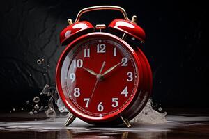 AI generated Precise Red alarm clock watch. Generate Ai photo