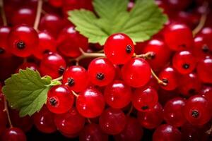 AI generated Succulent Red currant berries closeup. Generate Ai photo