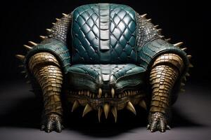 AI generated Lavishly-designed Reptilian ruler armchair. Generate Ai photo